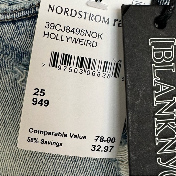 BLANKNYC Women’s Hollyweird Frayed Hem Denim‎ Shorts Distressed Blue Size 25 - Picture 12 of 12